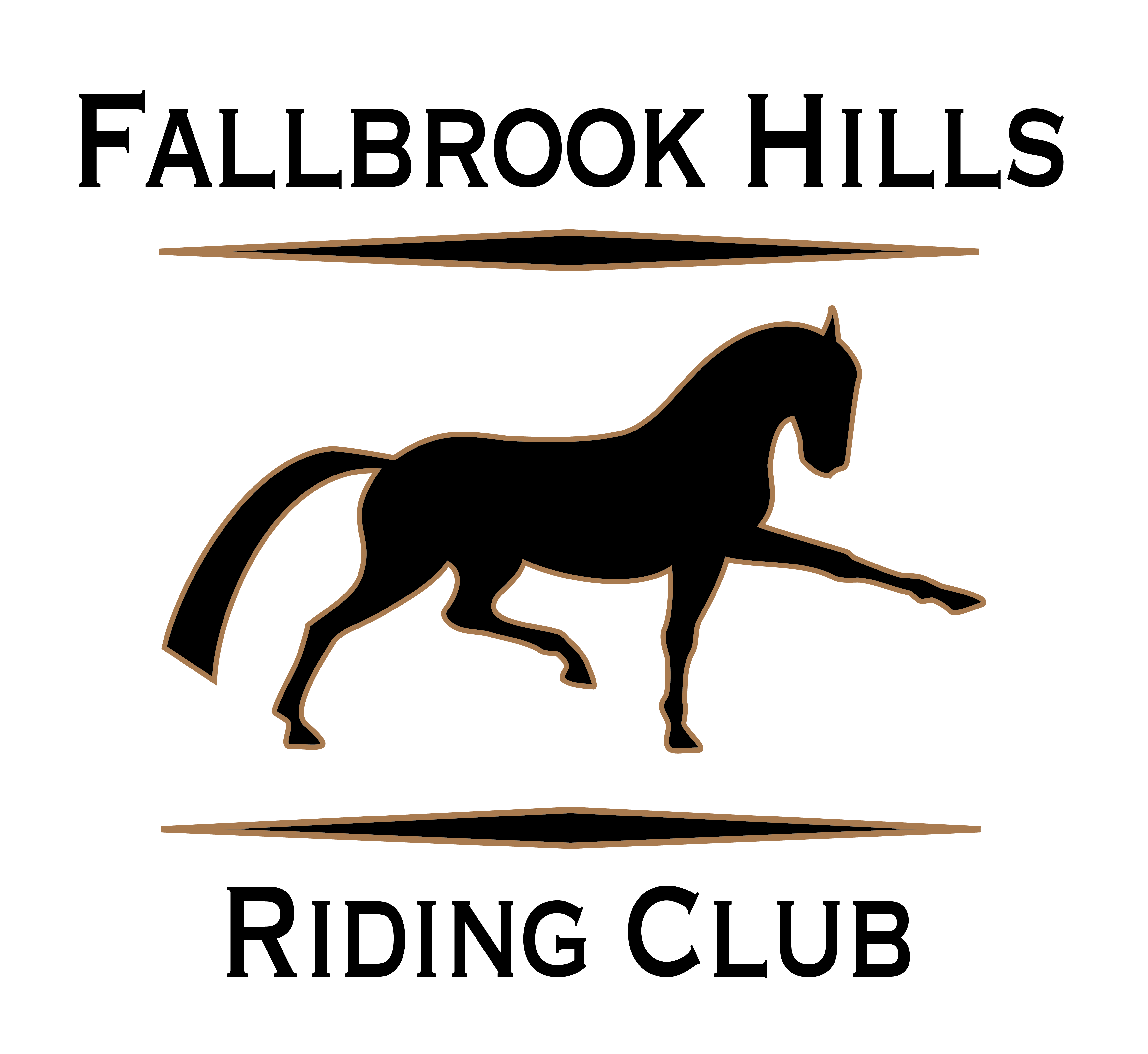 Fallbrook hills riding club logo dressage horse extended trot